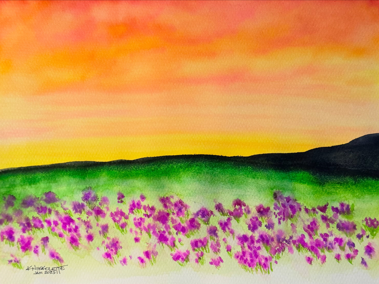 Field of Flowers at Sunset 